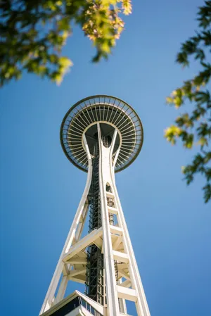 Seattle Space Needle Skyward View.jpg Wallpaper