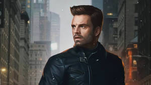 Sebastian Stan Bucky Realistic Painting Wallpaper