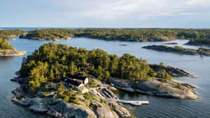 Secluded Archipelago Residence Aerial View Wallpaper