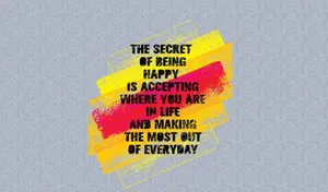 Secretof Being Happy Quote Wallpaper