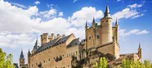 Segovia Castle Bright Cloudy Sky Wallpaper