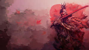 Sekiro Warrior Among Falling Leaves4 K Wallpaper