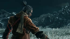 Sekiro Warrior Standingin Snowy Field4 K Wallpaper