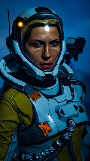 Selene Astronaut Portrait Returnal Wallpaper