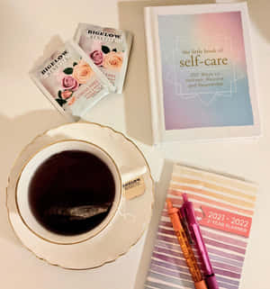 Self Care Teaand Planner Setup Wallpaper