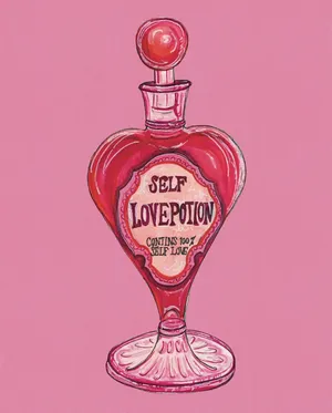 Self Love Potion Bottle Art Wallpaper
