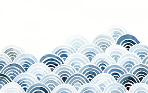 Semi-circles In Blue Watercolor Wallpaper