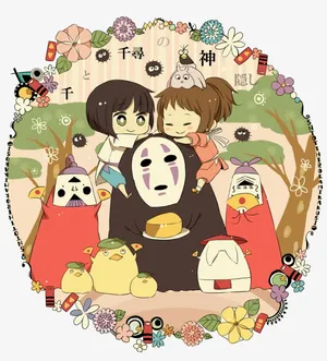 Sen To Chihiro No Kamikakushi Chibi Characters Wallpaper