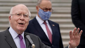 Senator Patrick Leahy Delivering A Passionate Speech Wallpaper