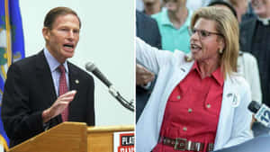 Senator Richard Blumenthal And Leora Levy At A Public Event Wallpaper