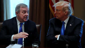 Senator Richard Durbin In Discussion With President Donald Trump Wallpaper