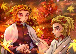 Senjuroand Kyojuro Rengoku Anime Artwork Wallpaper