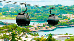 Sentosa Cable Car Overlooking Bridge Wallpaper