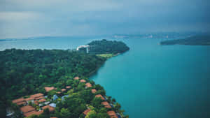 Sentosa Island Coastline Aerial View Wallpaper