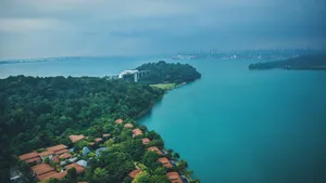 Sentosa Island Coastline Aerial View Wallpaper