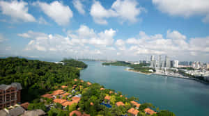 Sentosa Island Singapore Aerial View Wallpaper