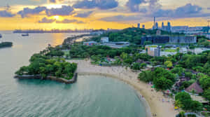 Sentosa Island Sunset Aerial View Wallpaper