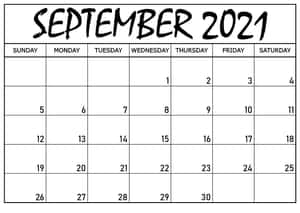 September 2021 Calendar Standard White Design Wallpaper