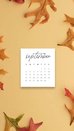 September Calendar Autumn Leaves Background Wallpaper