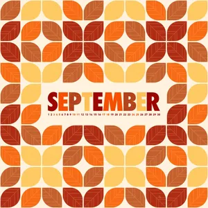 September Desktop Calendar Autumn Leaves Pattern Wallpaper