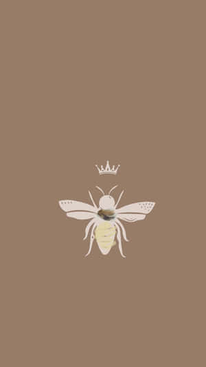 Serene Aesthetic Bee On Blooming Flowers Wallpaper