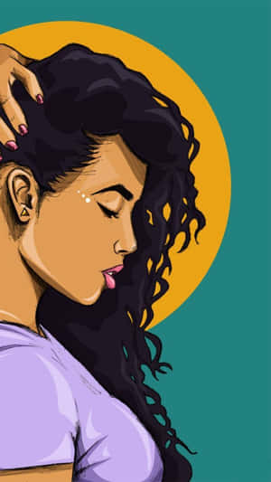 Serene_ African_ American_ Woman_ Illustration Wallpaper