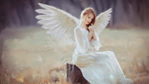 Serene Angelic Figure Surrounded By Ethereal Light Wallpaper