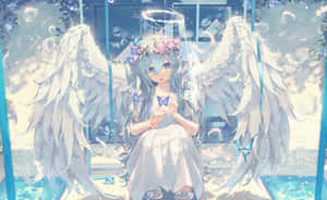 Serene Angelwith Butterflies Wallpaper