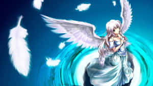 Serene Anime Angelwith Feathers Wallpaper