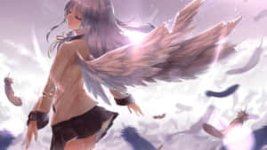 Serene Anime Angelwith Feathers Wallpaper