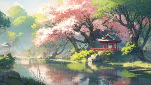 Serene Anime Cherry Blossom Wallpaper