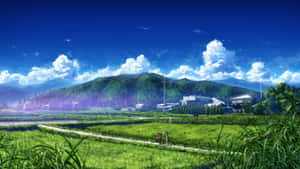 Serene Anime Countryside Landscape Wallpaper