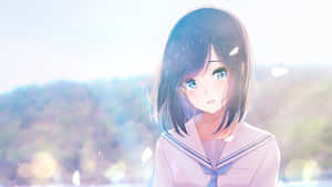 Serene Anime Girl Sunlit Portrait Wallpaper