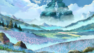 Serene Anime Mountain Landscape Wallpaper
