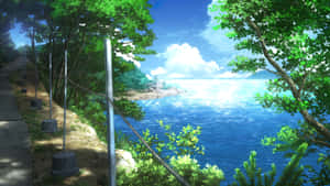 Serene Anime Summer Seaside Wallpaper