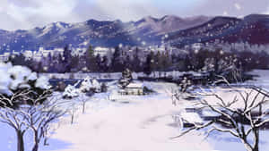 Serene Anime Winter Landscape Wallpaper