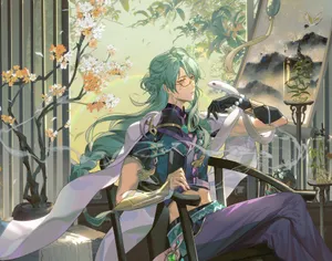 Serene Baizhuwith Snake Wallpaper