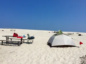 Serene Beach Camping Under The Stars Wallpaper