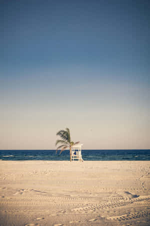 Serene Beach Lifeguard Station Wallpaper