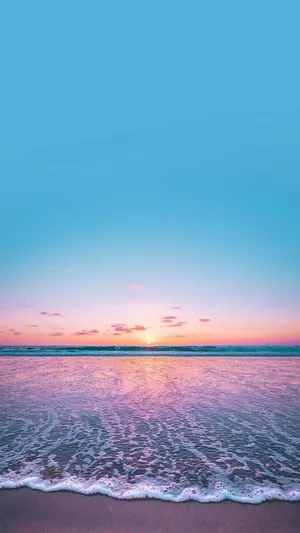 Serene Beach Sunset Aesthetic Wallpaper