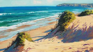 Serene Beach Sunset Canvas Art Wallpaper