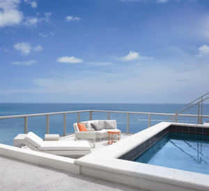 Serene Beach Swimming Pool Oasis Wallpaper