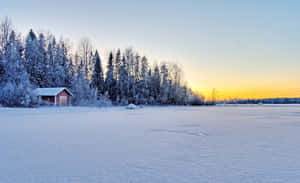 Serene Beauty Of A Frozen Lake Wallpaper