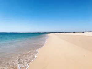 Serene Beige Beachscape Wallpaper