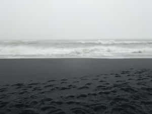 Serene Black And White Beachscape Wallpaper