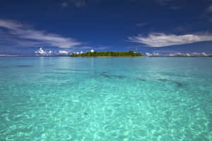 Serene Blue Beach Island Wallpaper