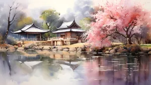 Serene Chinese Garden Scene Wallpaper