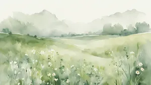 Serene Chinese Watercolor Landscape Wallpaper