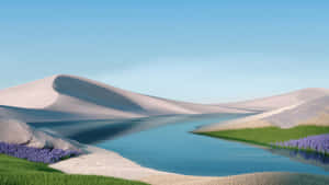 Serene_ Desert_ Lake_ View Wallpaper