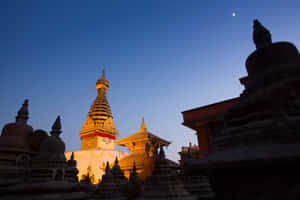 Serene Dusk At Boudhanath Stupa Wallpaper